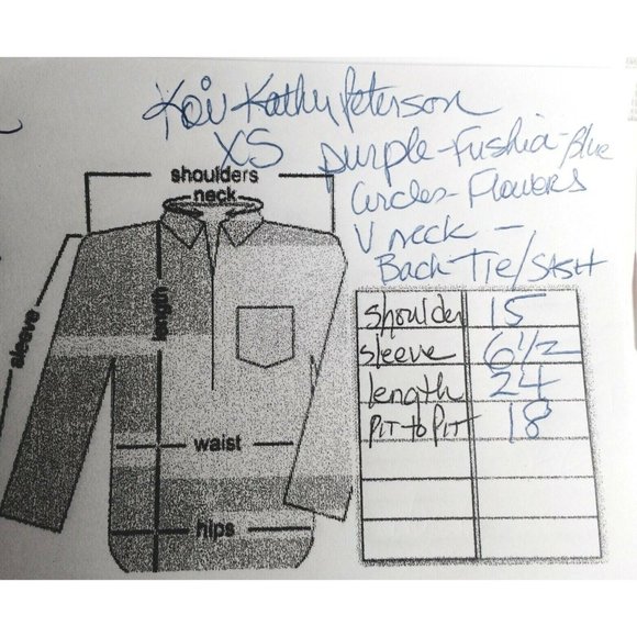 Koi Kathy Peterson Scrub XS Blue Fushia Flowers Polka Dot Waist tie V Neck SV - Picture 4 of 10